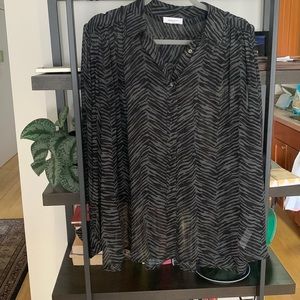 Anine Bing Silk Printed Button down blouse
